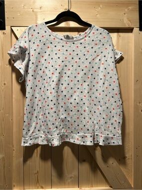 For The Republic White Short Sleeve Tee with Multicolor Polka Dots